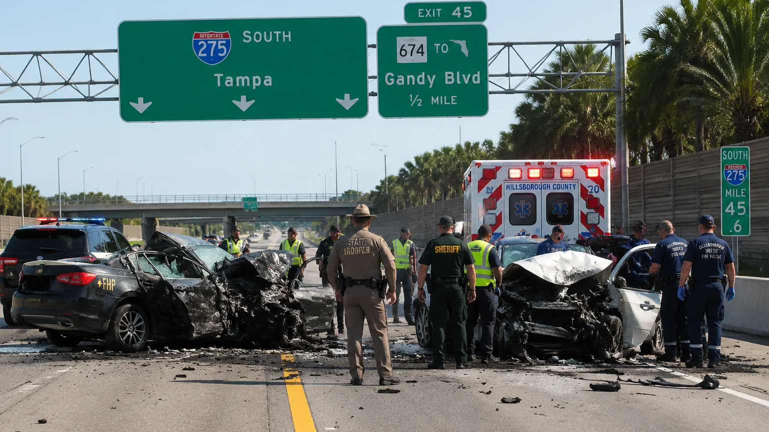 Fatal I-275 crash Florida 2026 scene with emergency response