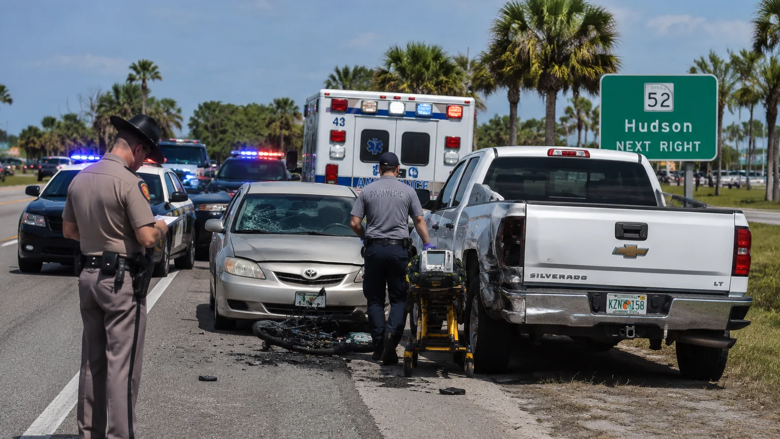 Hudson crash scene involving 10-year-old boy on State Road 52