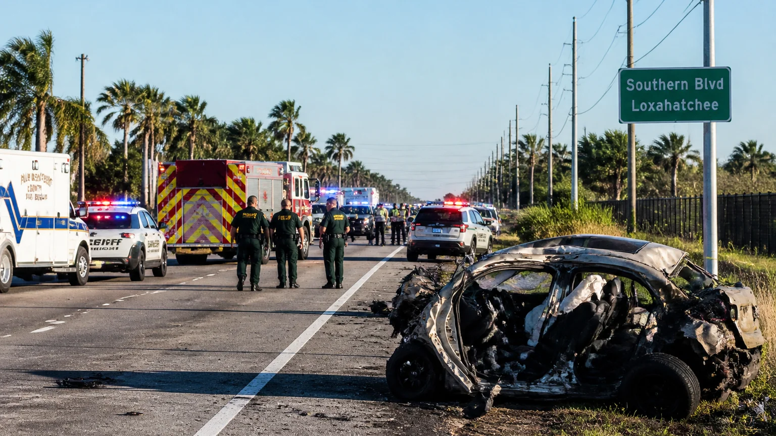 Scene of fatal crash killing 3 deputies in Palm Beach County