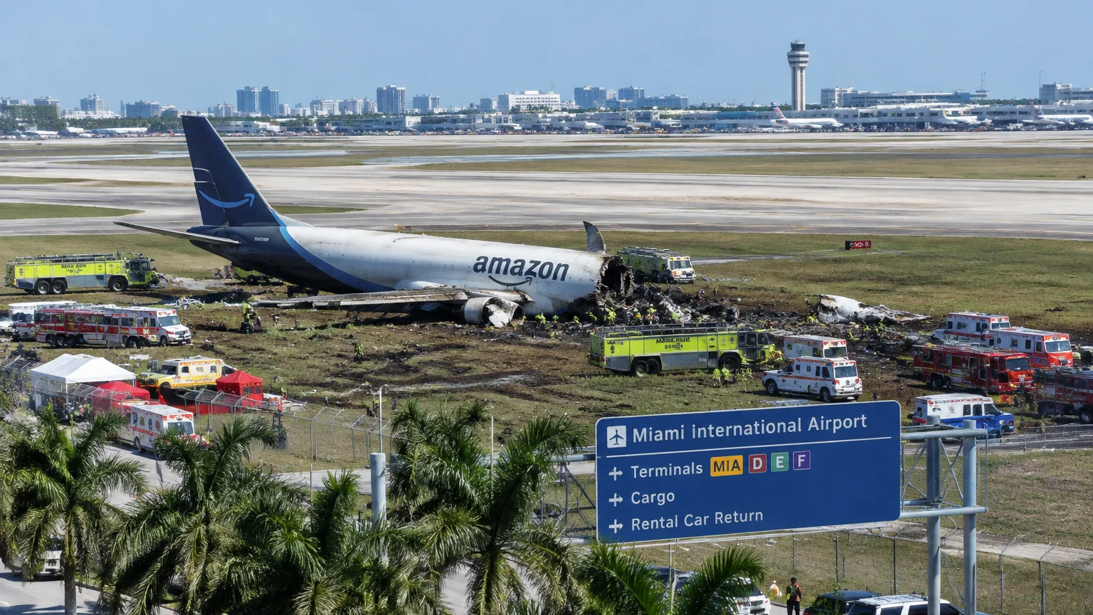 Amazon plane crash Miami International Airport 2026