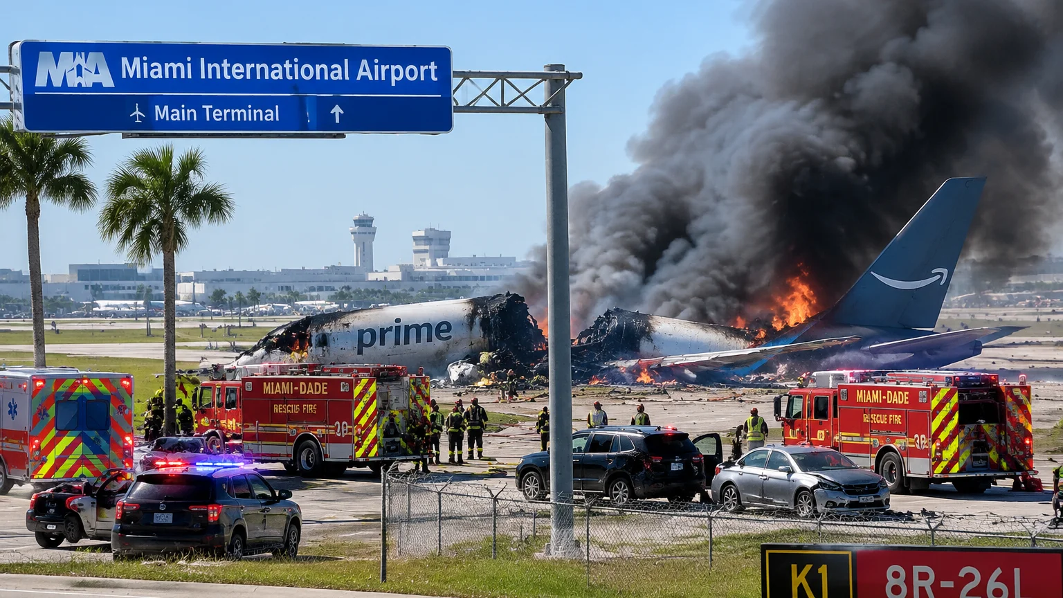 Amazon plane crash at Miami Airport 2026