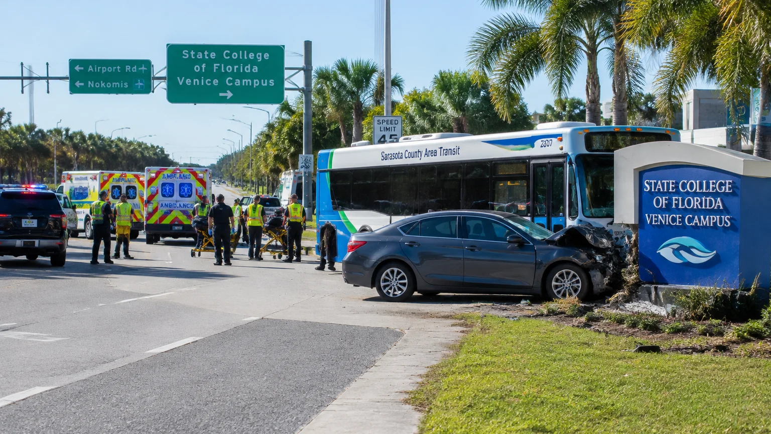 Transit bus crash near State College of Florida Sarasota 2026