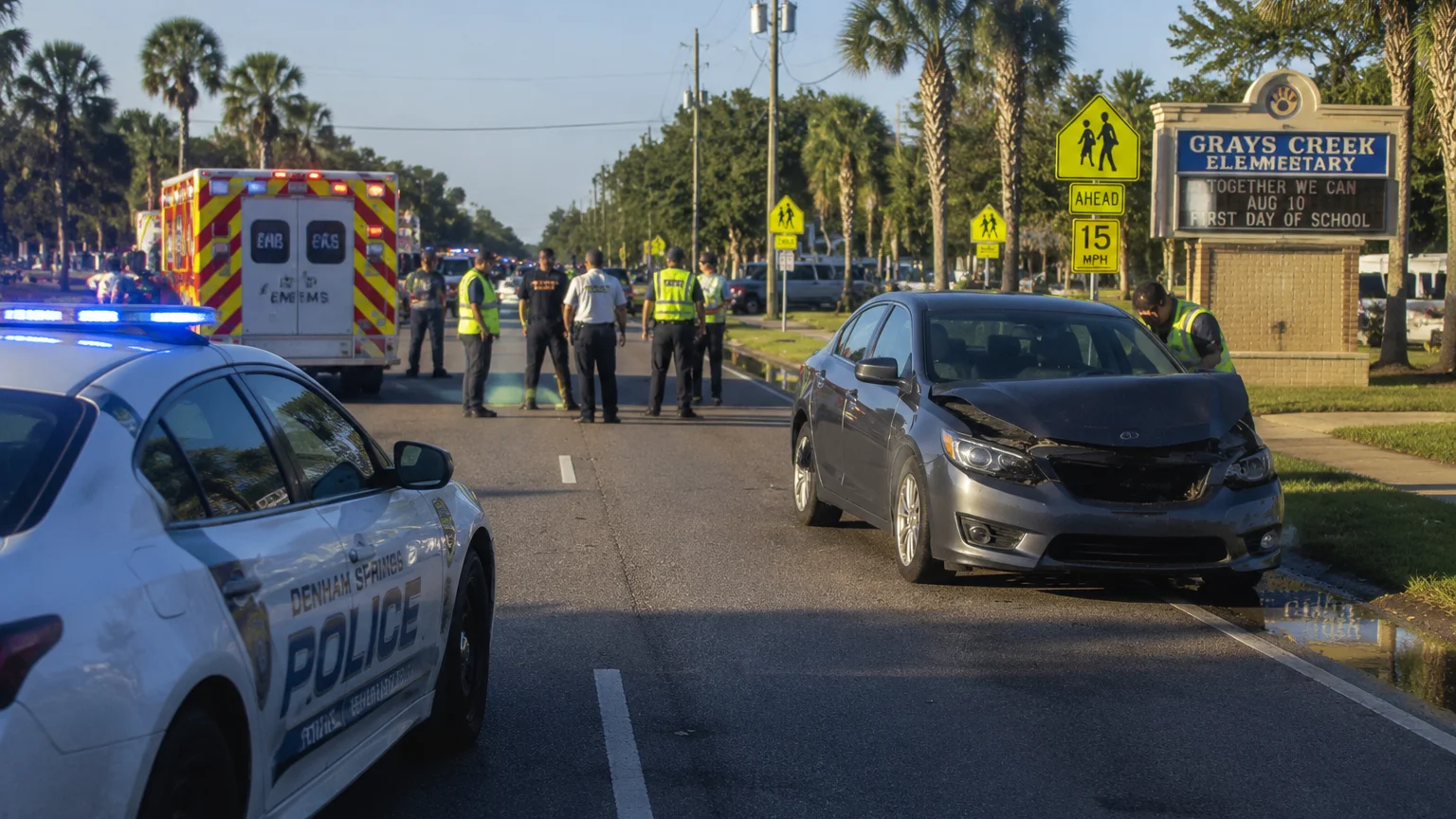 Crossing guard fatal crash Denham Springs 2026 site