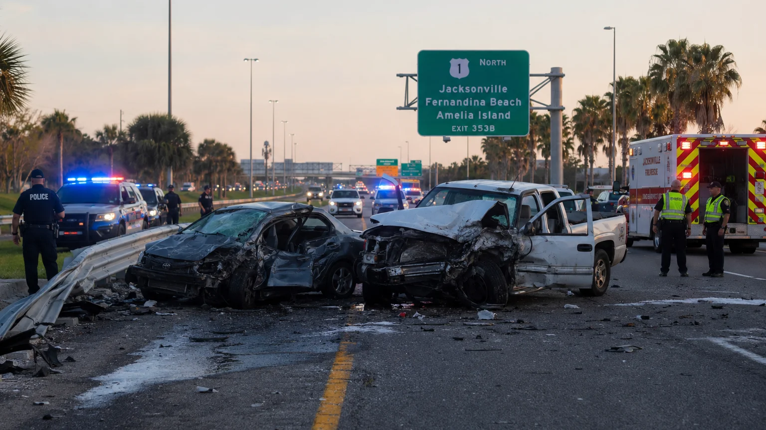 DUI crash scene on US-1 in Jacksonville 2026
