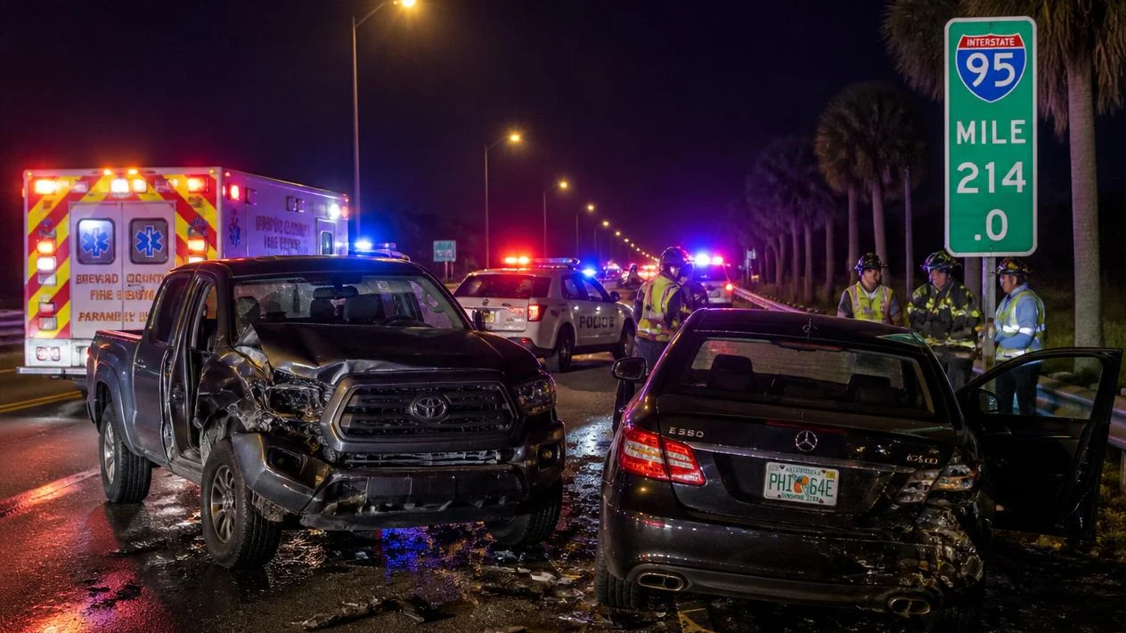 Fatal I-95 crash Brevard 2026 involving alligator