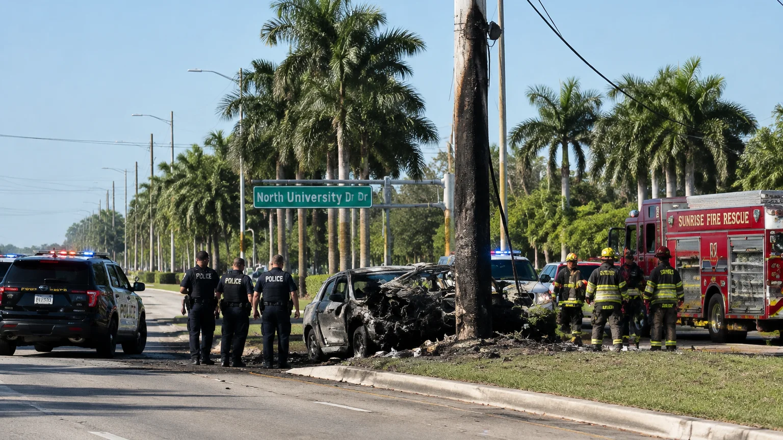 Fatal Sunrise crash 2026 near power pole