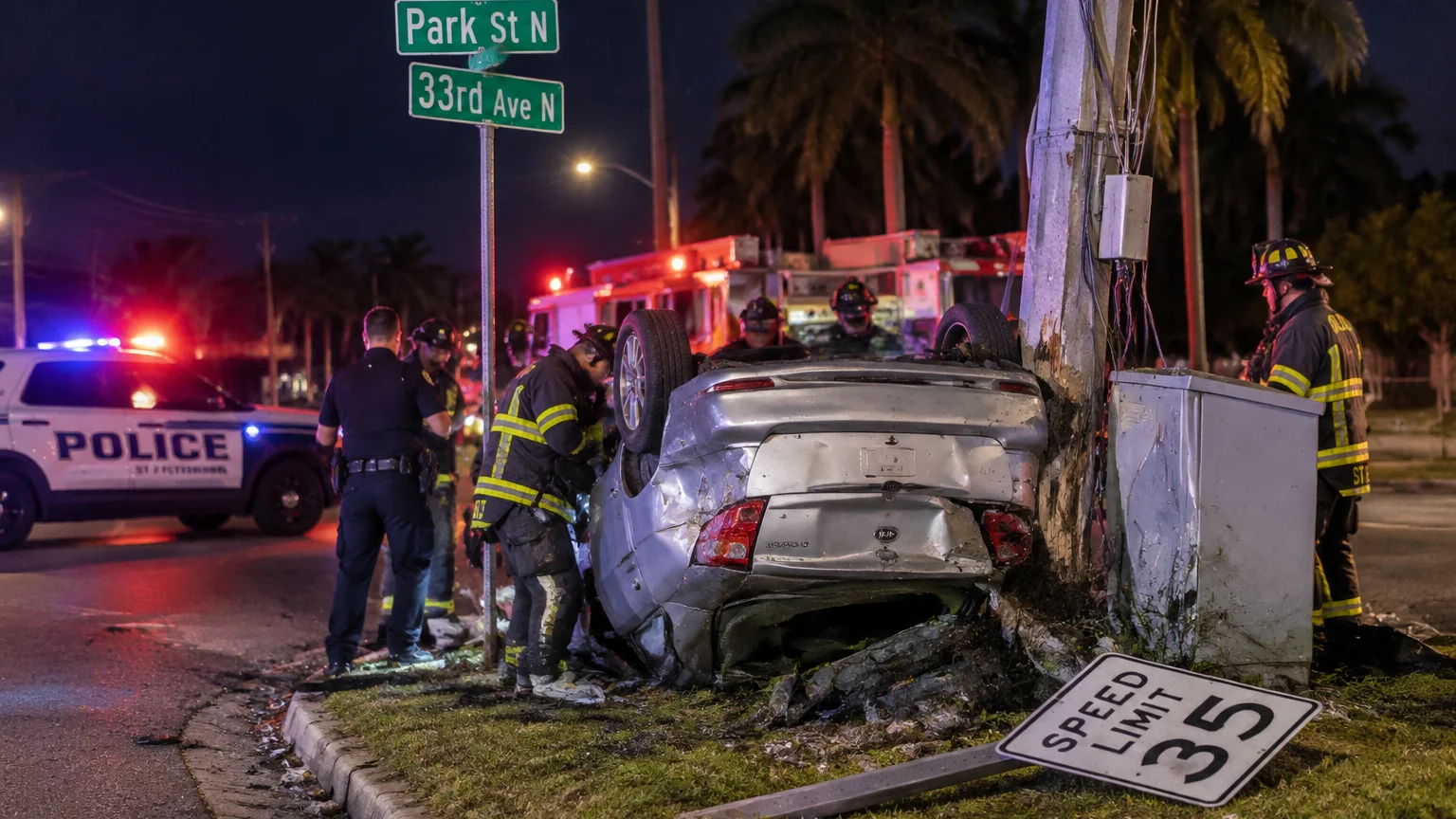 Fatal St. Petersburg crash 2026 scene Park Street North