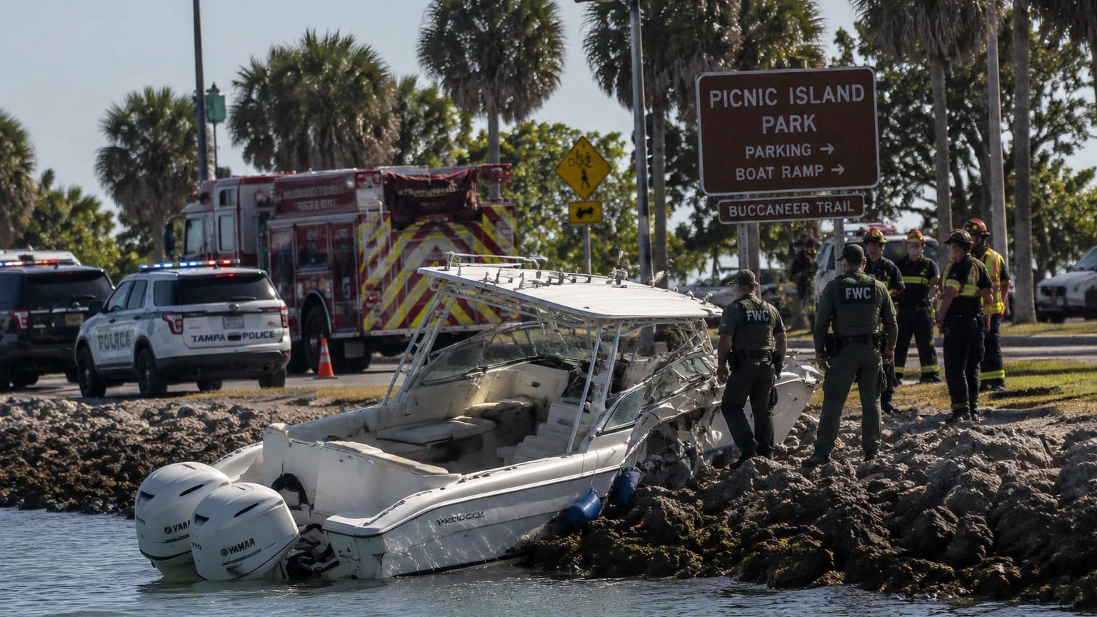 Tampa boating accident scene near Picnic Island 2026