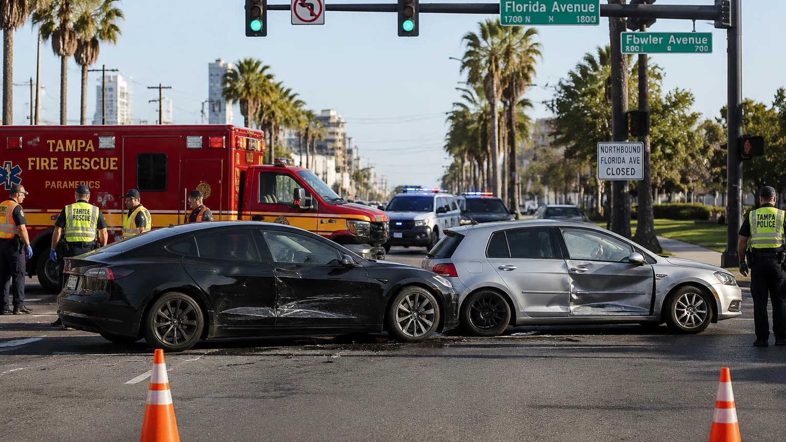 Fatal Florida Ave crash Tampa 2026 with Tesla and Volkswagen