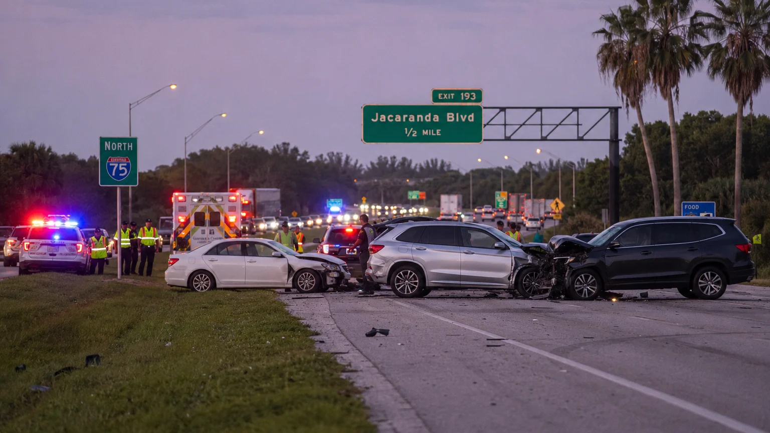 Fatal I-75 crash Venice 2026 scene
