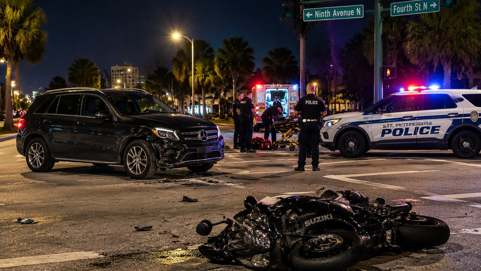Fatal St. Petersburg crash 2026 scene with police activity