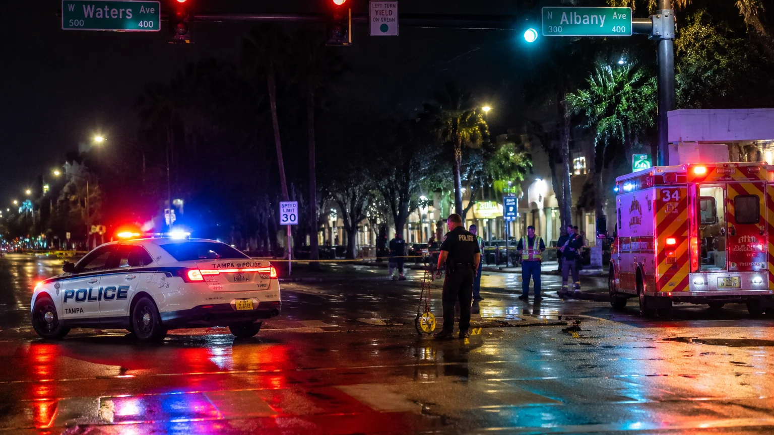 Scene of fatal hit-and-run near Waters Ave, Tampa 2026
