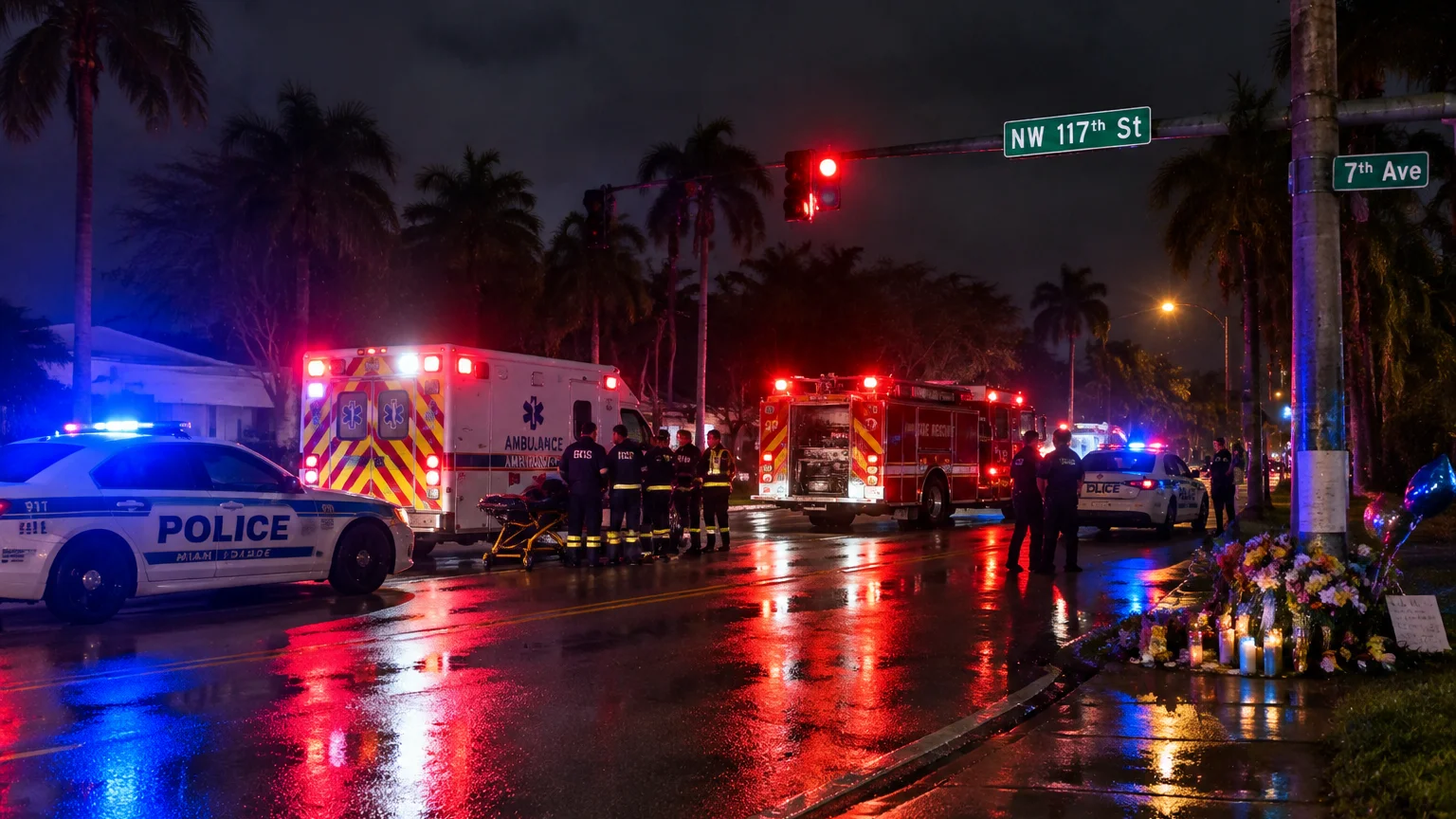 Fatal hit-and-run crash scene in NW Miami-Dade, September 2026