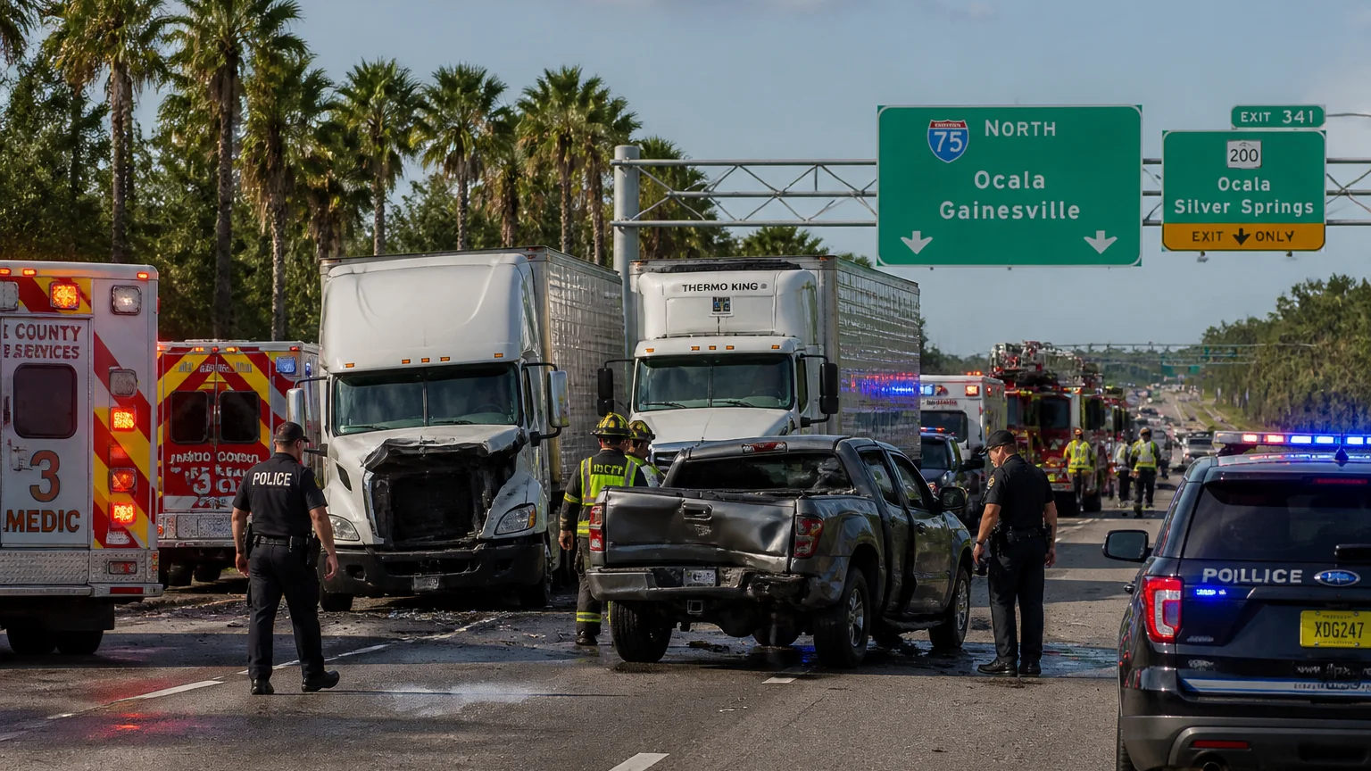 Image of fatal I-75 crash scene in Marion County 2026