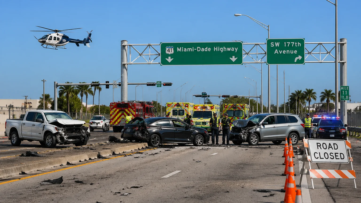 Fatal Highway 41 crash Miami 2026 scene