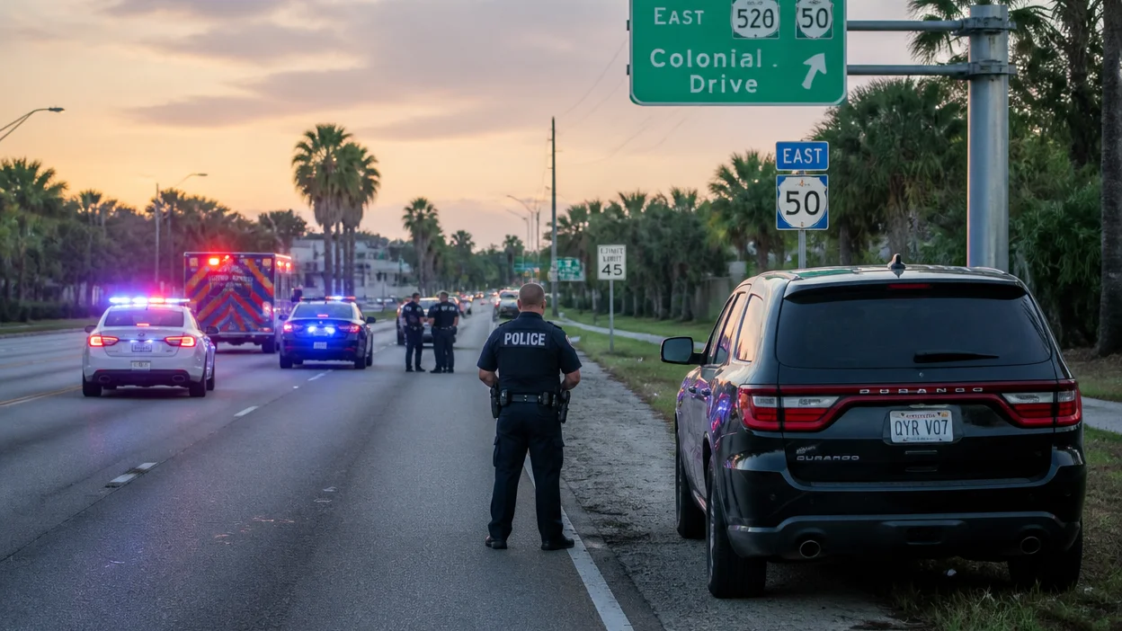 Hit-and-run Colonial Drive 2026 Orange County crash scene