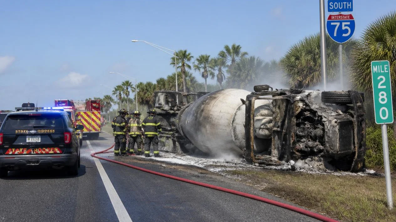 Concrete truck crash I-75 Wesley Chapel 2026