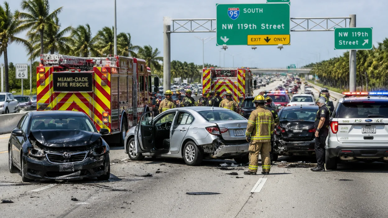 I-95 crash Miami 2026 scene near NW 119th Street