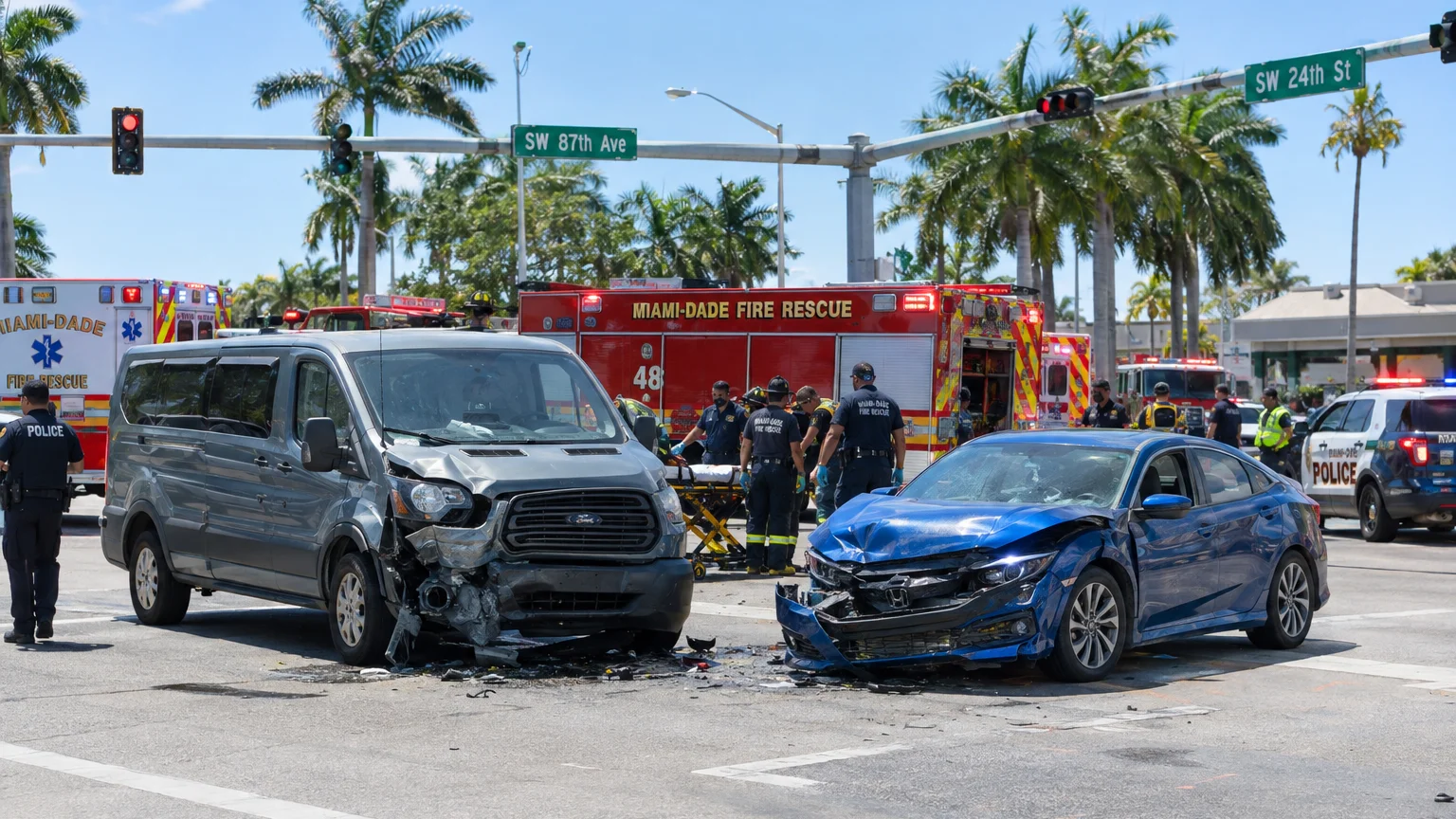 West Miami-Dade crash scene at SW 87th Ave and 24th St
