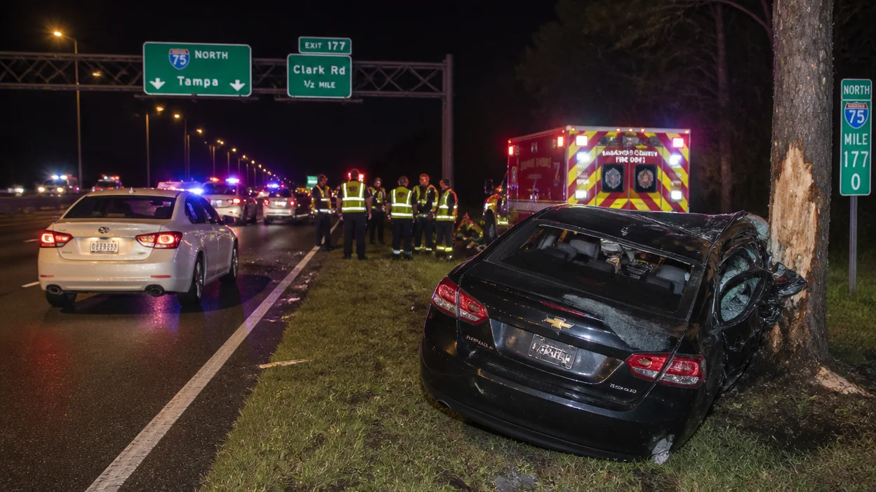 Fatal I-75 crash Sarasota 2026 scene