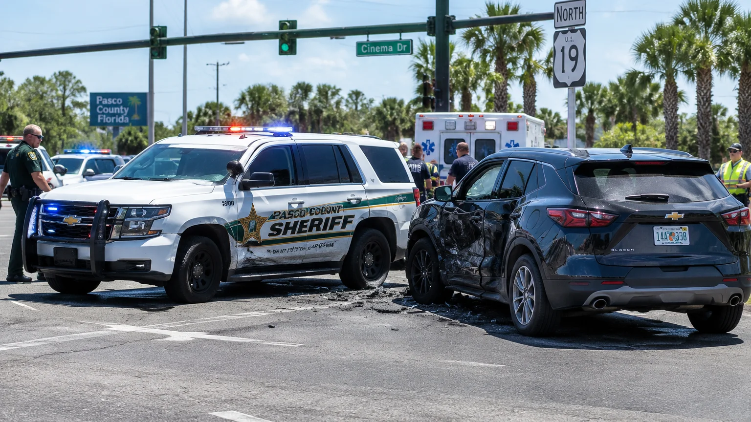 Pasco County crash 2026 involving deputy on U.S. 19