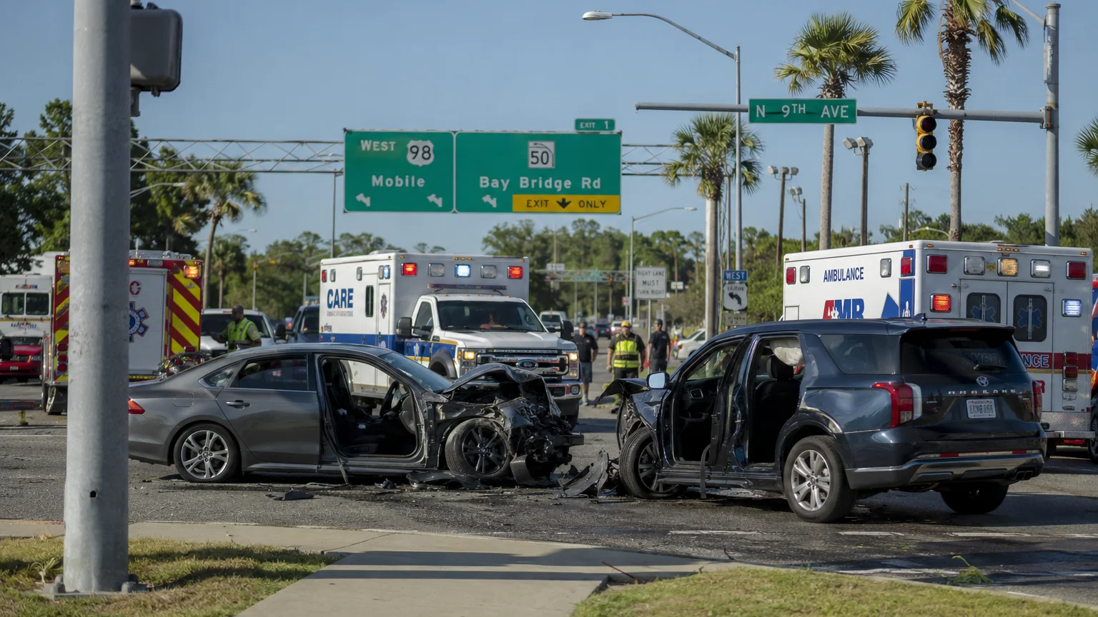 Pensacola car crash 2026 scene involving two teens