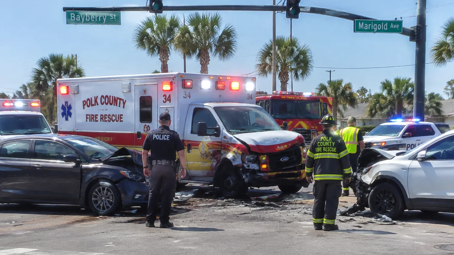 Polk County ambulance crash scene in Poinciana 2026