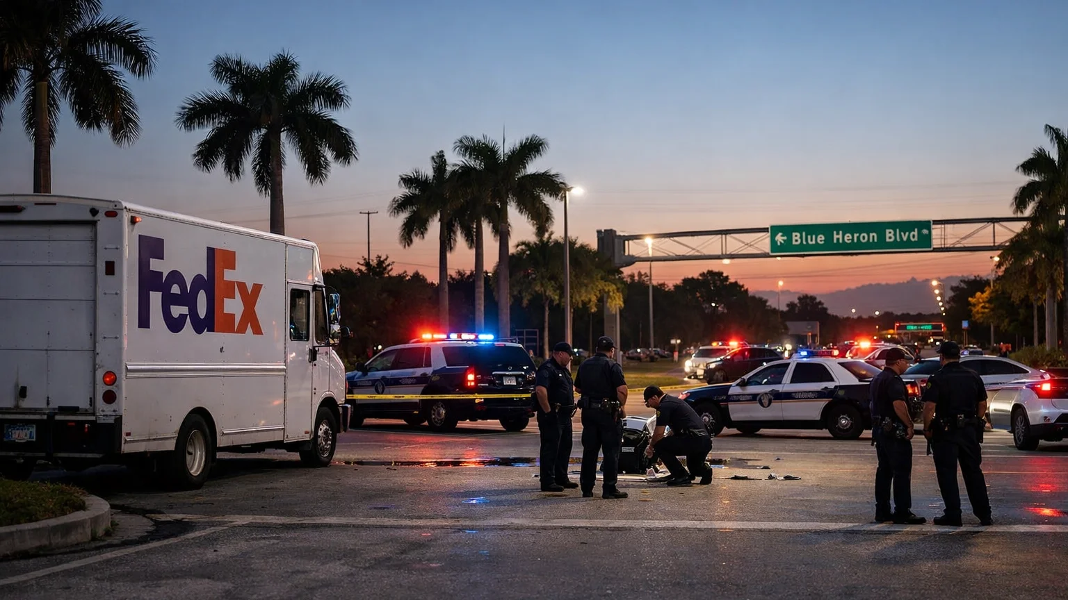 FedEx driver road rage West Palm 2026 crash scene