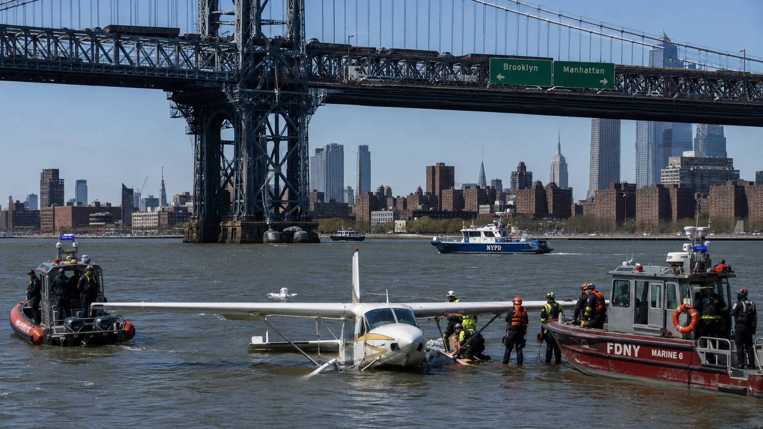Seaplane crash East River New York 2026