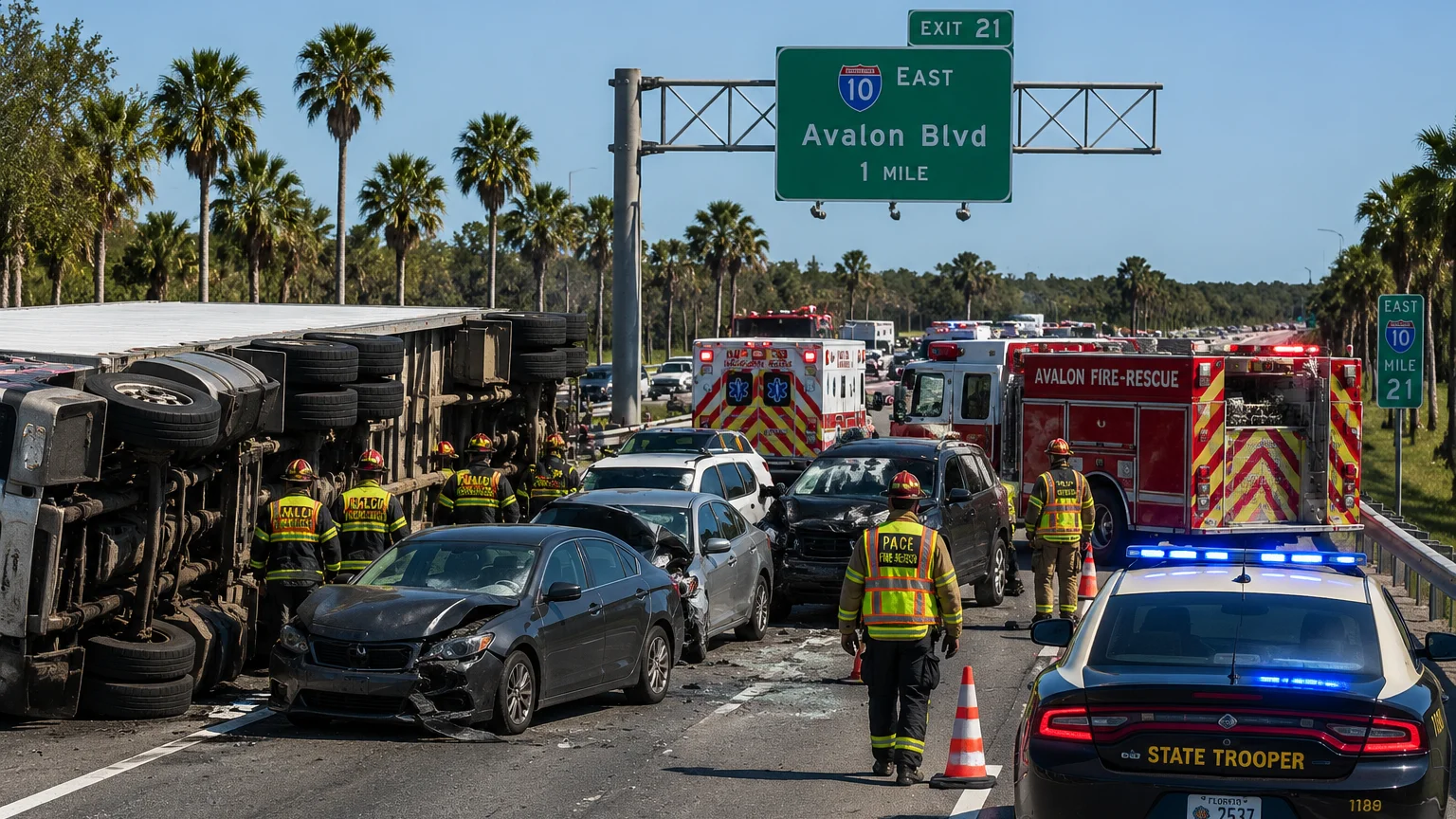 Tractor-trailer crash I-10 Santa Rosa 2026