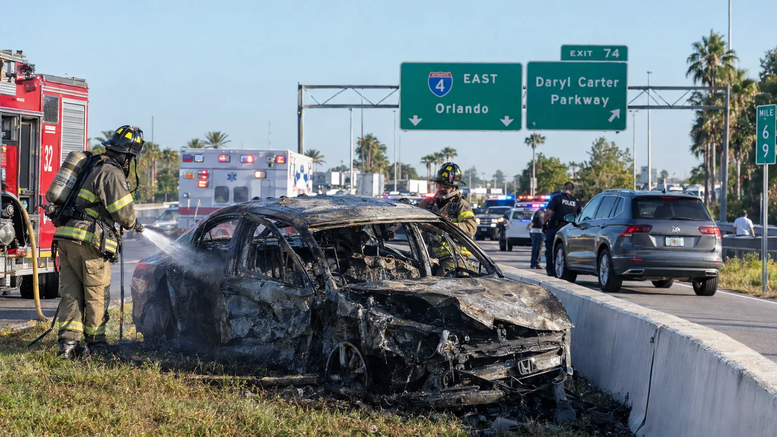 Fatal I-4 crash Orlando 2026, vehicle hits barrier