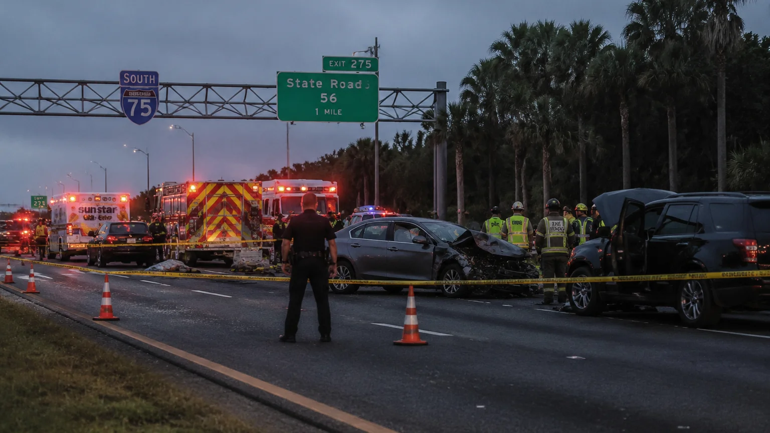 Fatal I-75 crash Pasco County 2026 scene