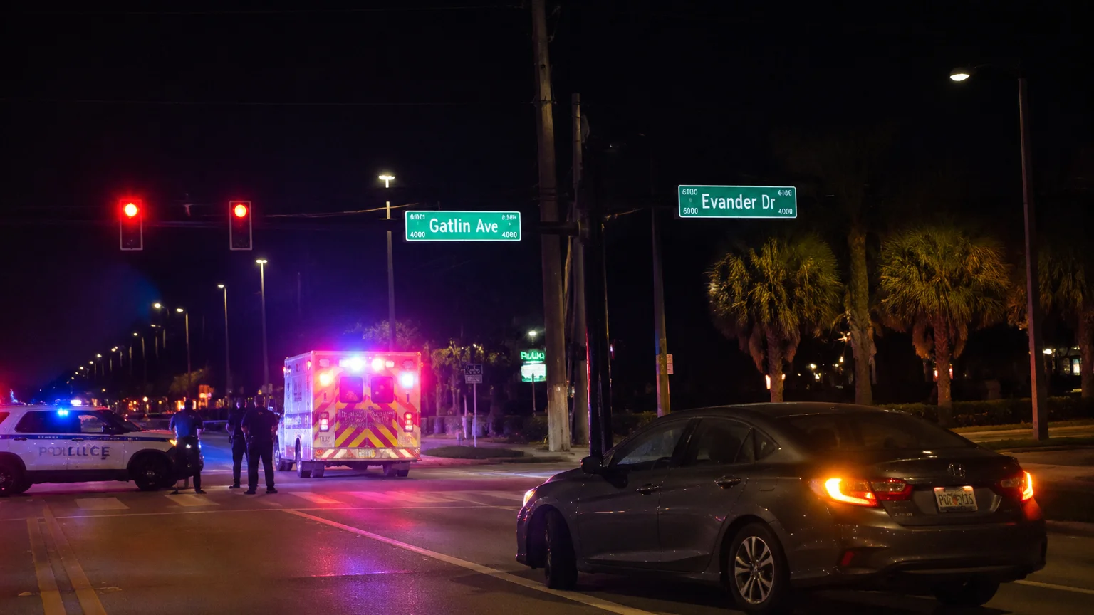 Orlando pedestrian accident 2026 scene on Gatlin Avenue