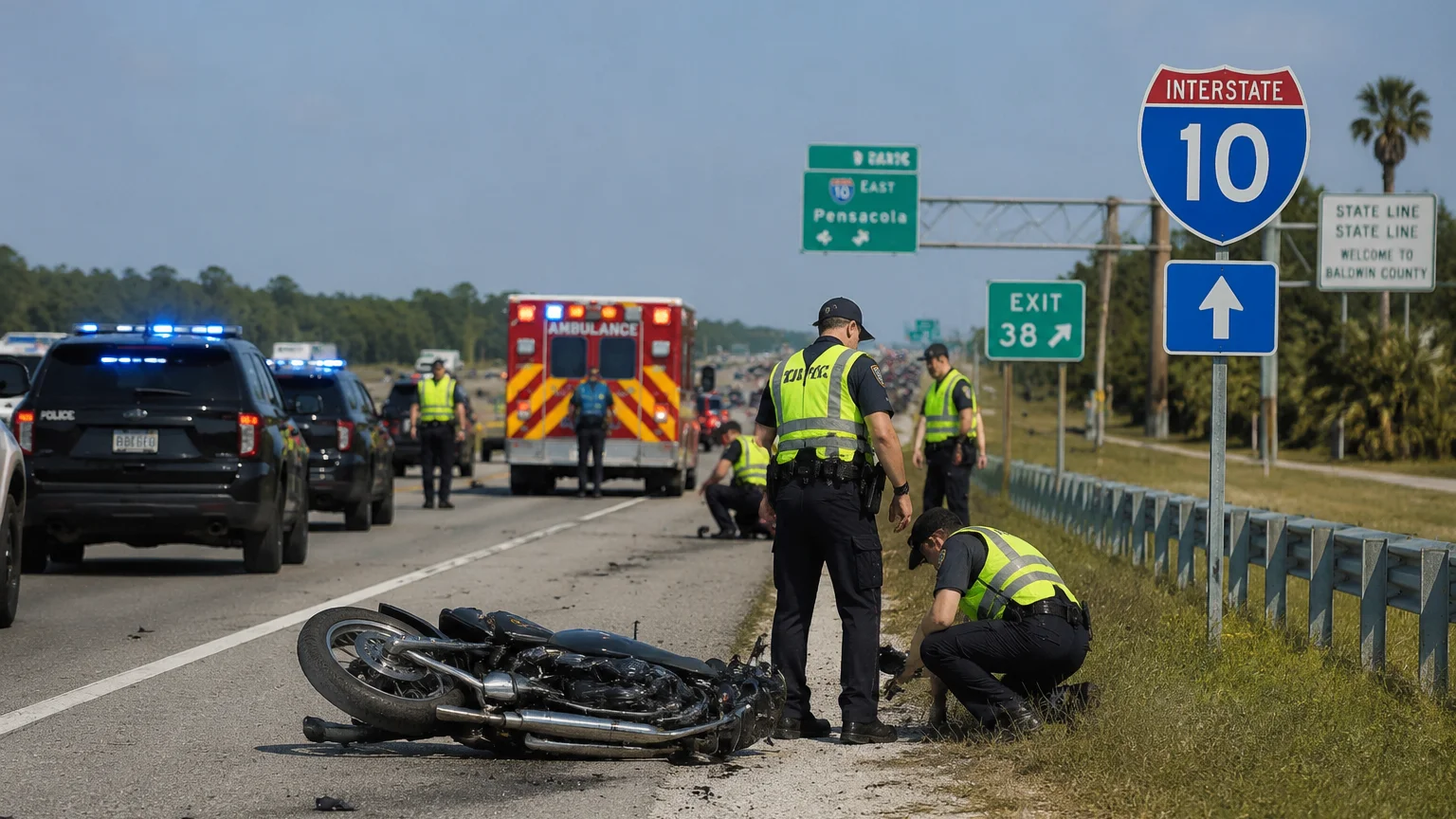 Fatal I-10 crash Baldwin County 2026 motorcycle accident
