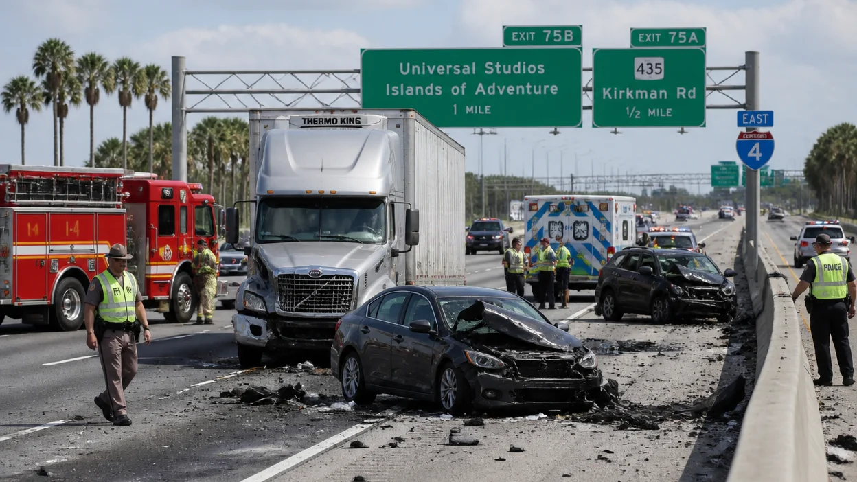 Fatal I-4 crash Orlando 2026 scene with emergency response
