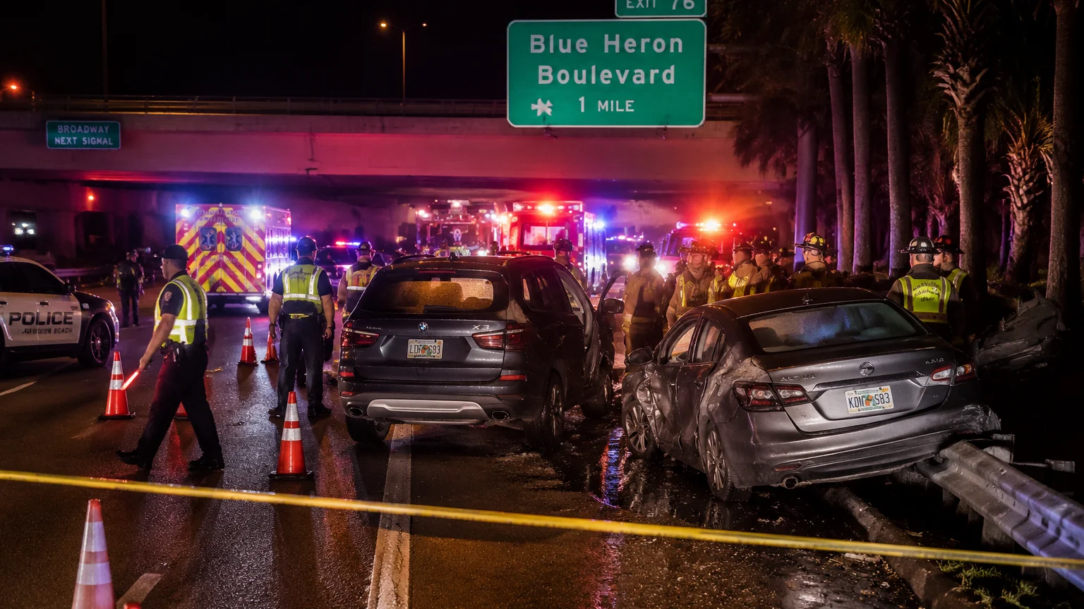 Fatal I-95 crash Riviera Beach 2026 scene