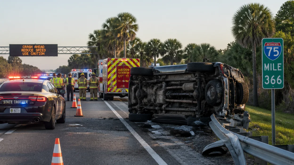 Fatal I-75 crash Marion County 2026 scene