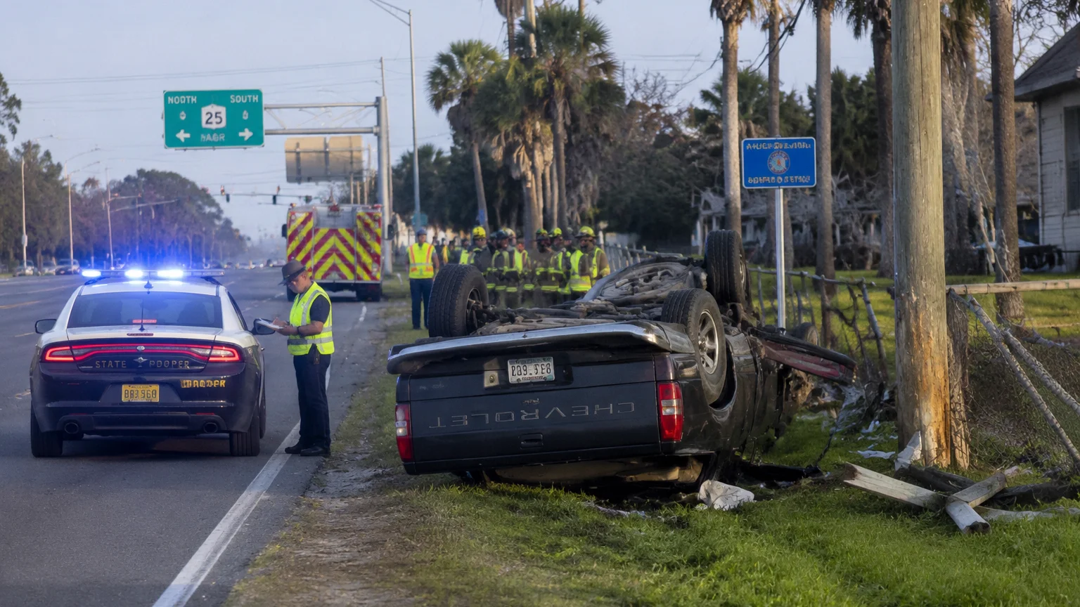 Fatal crash scene on State Road 25 in Marion County, 2026
