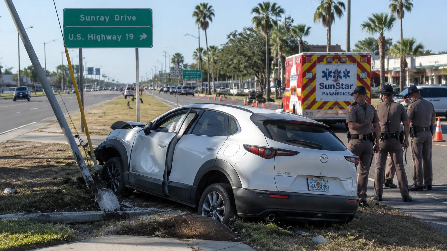 DUI crash scene on U.S. 19 in Pasco County 2026
